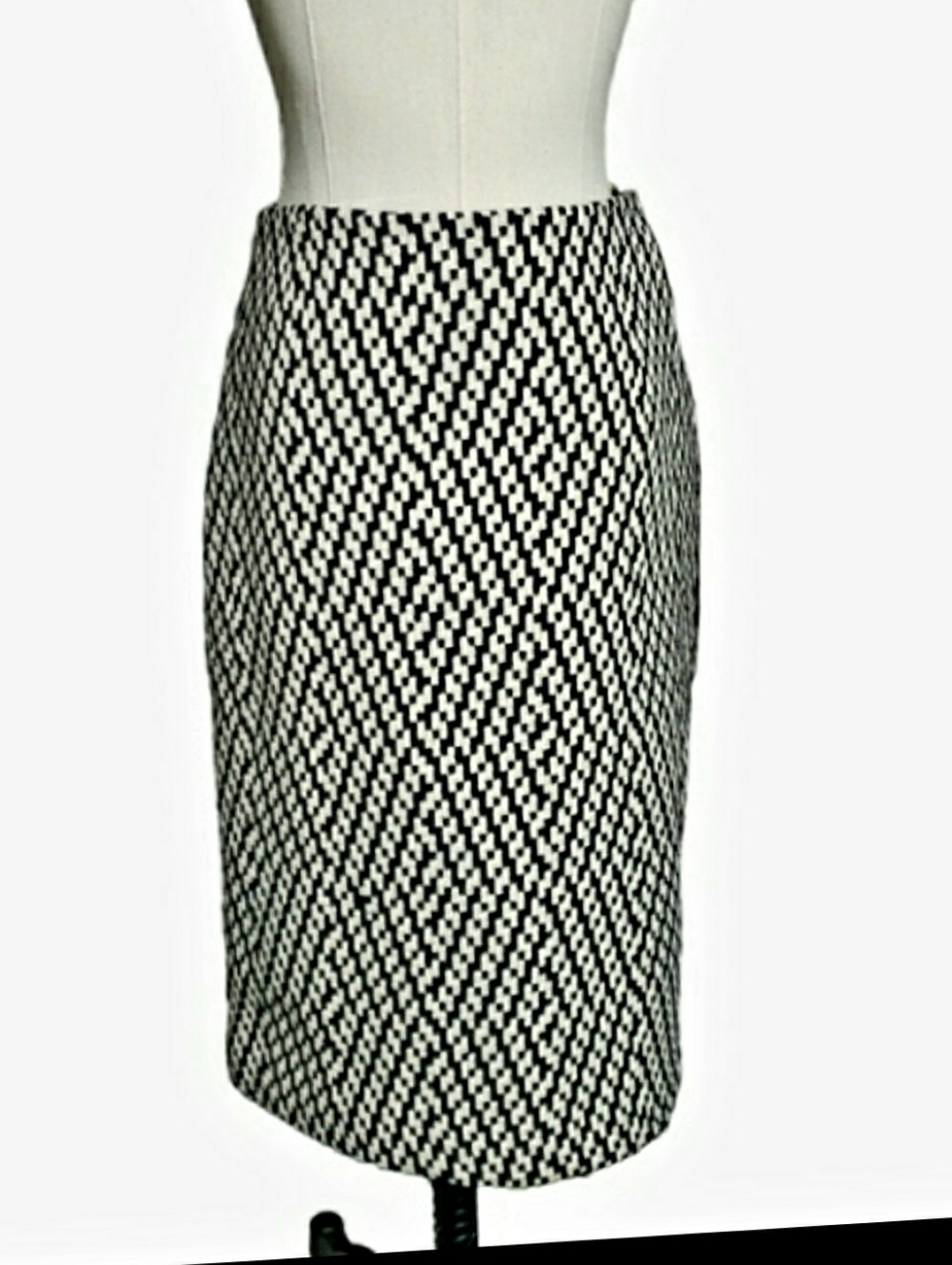 KORS Michael Kors Red Label Wool Geometric Skirt Italy Optical Illusion Escher 6